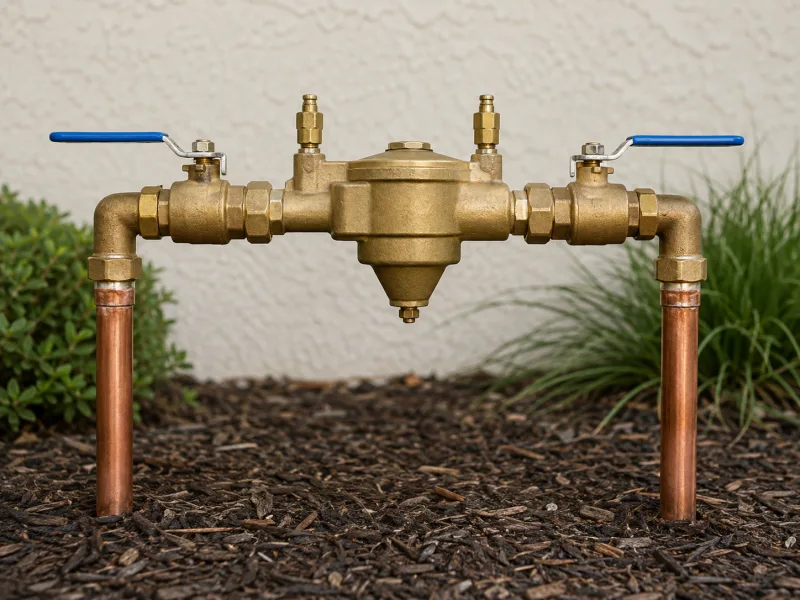 Backflow prevention assembly on an irrigation tie-in